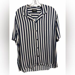 The Kooples Navy and White Striped Casual Shirt